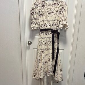ANTONIO MELANI Cream Floral High Low Dress
